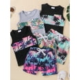 thumbnail image 4 of PaerPade 2-Piece Toddler Boys Summer Shorts Outift Tropical Print Round Neck Sleeveless Tops Drawstring Elastic Waistband Shorts 0-24Months 2T 3T, 4 of 10