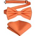 thumbnail image 1 of LAICAIW Mens Solid Color Double Fold Pre-tied Bow Tie and Pocket Square Set, 1 of 7