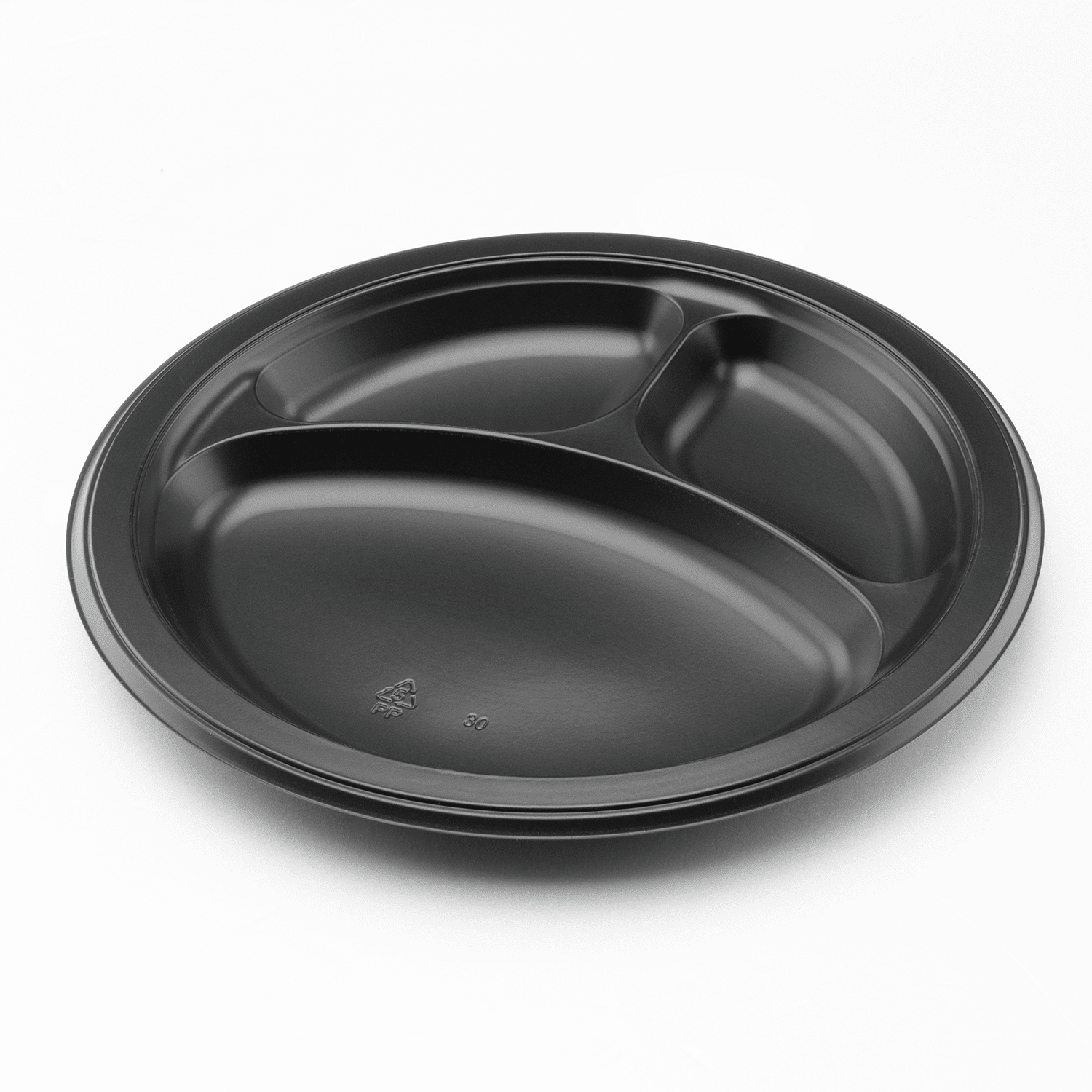 Karat Earth 9 Inch Eco-Friendly Plastic Plates [3 Compartment - 500 pcs], Black Mineral-Filled PP - Reduces Plastic Use