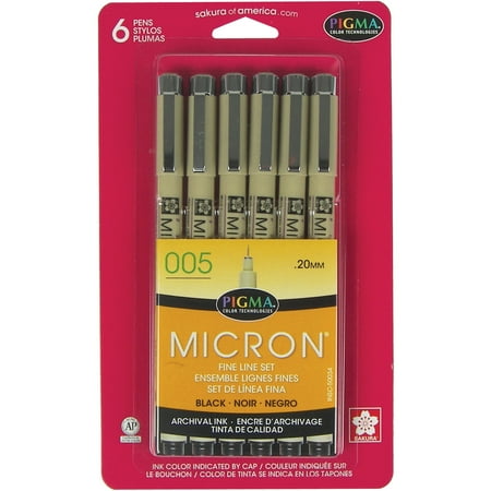 Pigma Micron Pens 005 .2mm 6/Pkg-Black | Walmart Canada