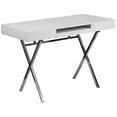 thumbnail image 1 of 44.25''W x 21.625''D White Computer Desk with Keyboard Tray and Drawers, 1 of 9