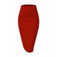 thumbnail image 3 of Women'S Premium High Waist Nylon Ponte Stretch Office Pencil Skirt Red XXL, 3 of 9