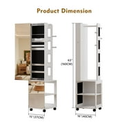 360° Swivel Jewelry Armoire, 63 Full Length Mirror with Jewelry Storage, LED 3 Color Dimmable Jewelry Organizer Armoire, Standing Jewelry Cabinet, Gift for Ladies