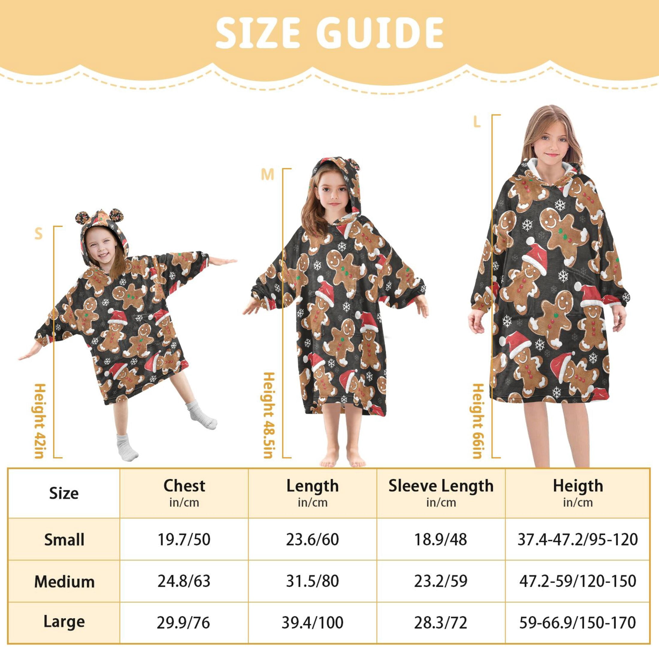 joogoo Wearable Blanket Hoodie for Gingerbread Man Christmas Oversized Sherpa Hooded 3-14 YR M