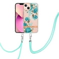 thumbnail image 2 of Flower Pattern Case for iPhone 14 Plus, Detachable Shoulder Strap Lanyard Crossbody Slim Lightweight Cover with Soft Silicone Shockproof Drop Resistant Case for iPhone 14 Plus,Blue Rose, 2 of 7