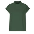 thumbnail image 4 of Clearance under 5$ Sevevn Ladies' Spring And Summer Casual Solid Color Top Casual High Neck Linen Breathable T-shirt Rollbacks Army Green L, 4 of 6