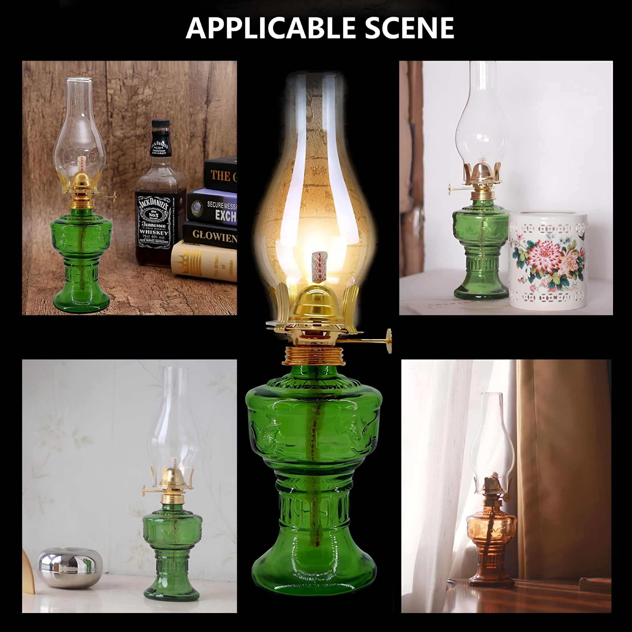 HIBIBUD Large Oil Lamp Lantern Vintage Glass Kerosene Lamp 12.5'' Chamber Oil Lamps for Indoor Use Home Decor Lighting Oil Lantern