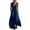 Navy, variant on Womens Washed Crinkled V Neck Button Front Jumpsuit Dual Side Slip Pockets Elastic Waist Loose Full Length Comfortable Casual One Piece Long Trousers