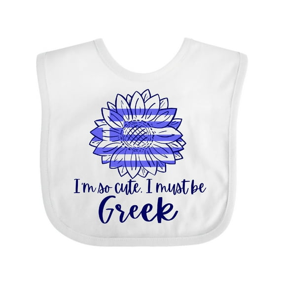 Inktastic I'm So Cute, I Must Be Greek Sunflower Boys or Girls Baby Bib