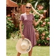 thumbnail image 5 of Vestido de verano para mujer, manga corta, bolsillo, modesto, informal, para profesor, rojo, XL, 5 of 5