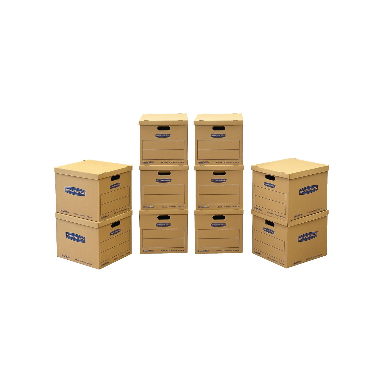 Bankers Box "7714203" Smoothmove Classic Small Moving Boxes, 15l X 12w X 10h, Kraft/blue, 10/carton