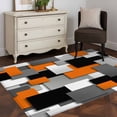 thumbnail image 3 of Kitchen Mats for Floor 3x5 Ft, Burnt Orange Black Geometric Non Slip Area Rugs for Kitchen Bedroom Entryway, Modern Abstract Art Block Washable Carpet Runner Rug Floor Mats for Bedroom Home Decor, 3 of 8