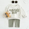 thumbnail image 3 of Toddler Baby Boy Fall Clothes Casual Alphabet Patchwork Long Sleeve Sweatshirt with Solid Pants 2Pcs Kids Outfits （Size 6M-3Y）, 3 of 13
