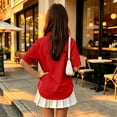 thumbnail image 5 of Girls Collared School Uniform Polo Shirts Kid Short Sleeve Pique Polo Shirt Red,5-6 Years, 5 of 7