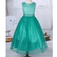 thumbnail image 3 of Lejafay Girls Sequined Lace Flower Girl Dress Princess Pageant Wedding Birthday Party Ball Gown with Green 4, 3 of 7