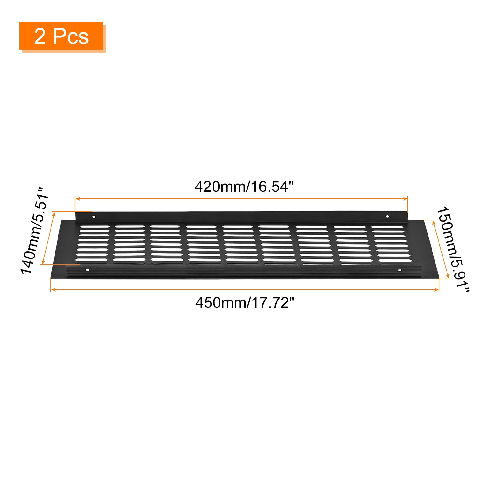 2Pack Rectangle Ventilation Grille Aluminum Alloy Mesh Air Vent Cover, 450x150mm