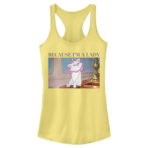 Junior's Aristocats Marie Photo Because I'm a Lady Racerback Tank Top Banana Large