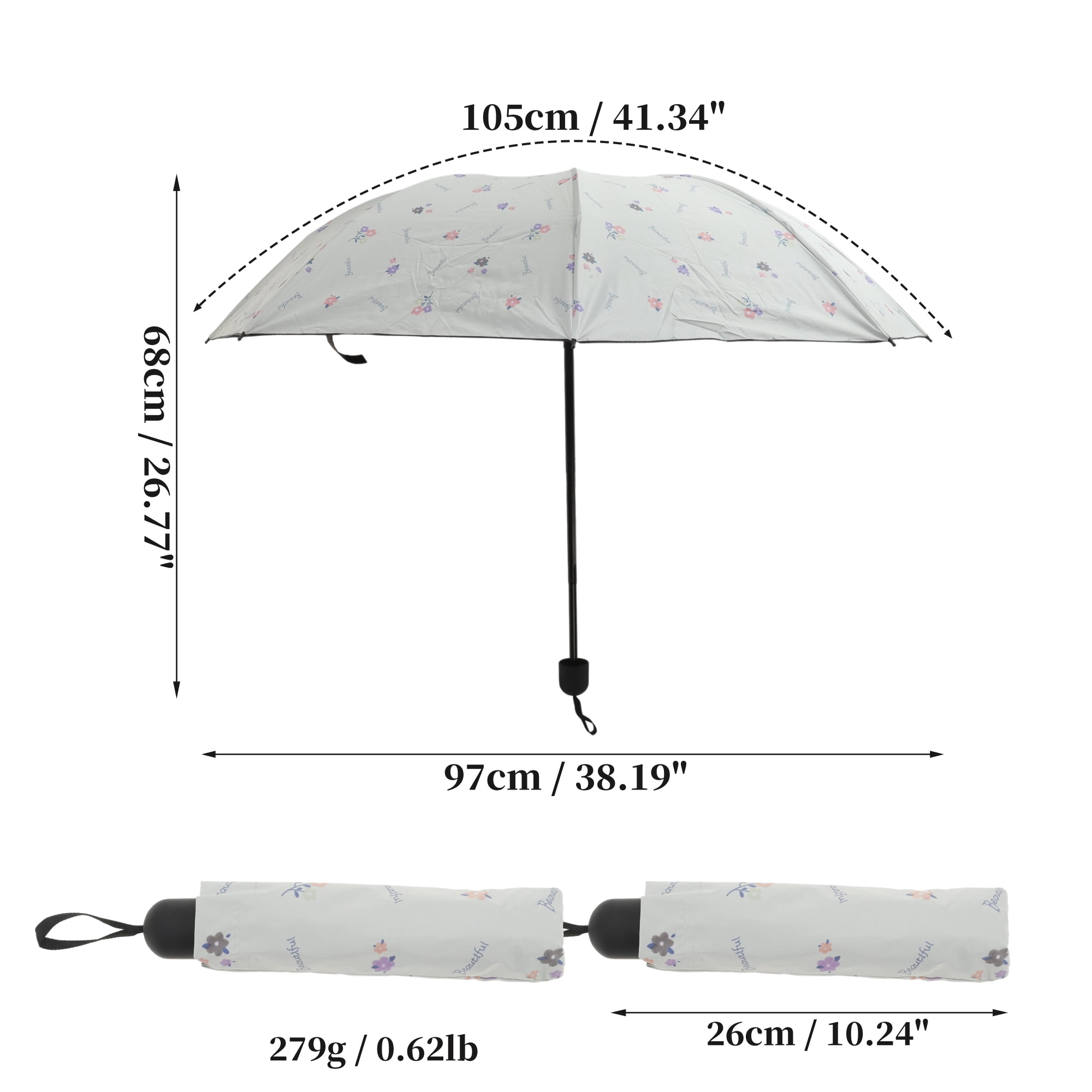 Unique Bargains Portable Manual Open Close Rain Umbrella Beige