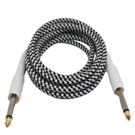6.35mm Guitar Cable Noise Reduction Shielding Bass Black and White OFC Braided Connecting Keyboard Speakers Deep Bass Piano