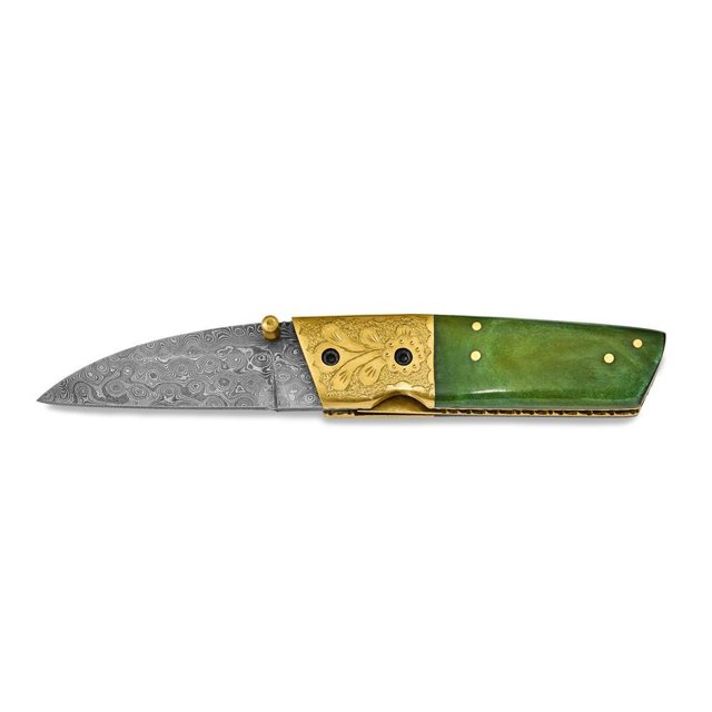 Damascus Steel Tinted Camel Bone Handle Knife
