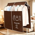 thumbnail image 5 of Clothes Rack Cover Breathable Non Woven Garment Storage Protector with Clear Window, Expandable Hanging Closet Cover for Suits Coats Dresses Shirts, Dustproof Clothing Organizer, Coffee-120*120cm, 5 of 9