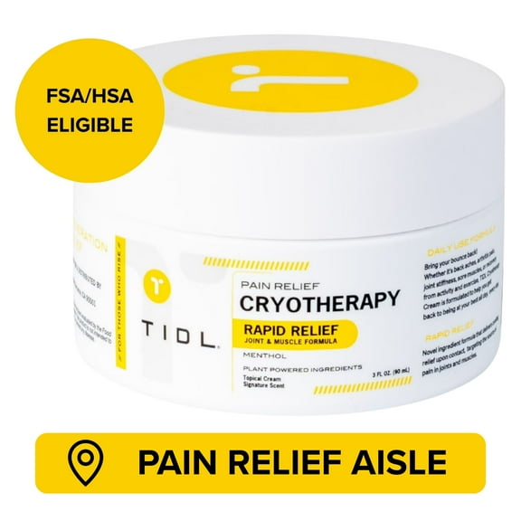 TIDL Cryotherapy Penetrating Menthol Pain Cream, Muscle & Joint Pain Relief, OTC Medicine, 3 fl oz