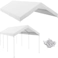 thumbnail image 2 of 10x20 Canopy Replacement Cover, Heavy Duty Carport Canopy, UV Resistant Car Tent Cover, Water Resistant Car Port Cover with Ball Bungee Cords, White, Only Cover, 2 of 9