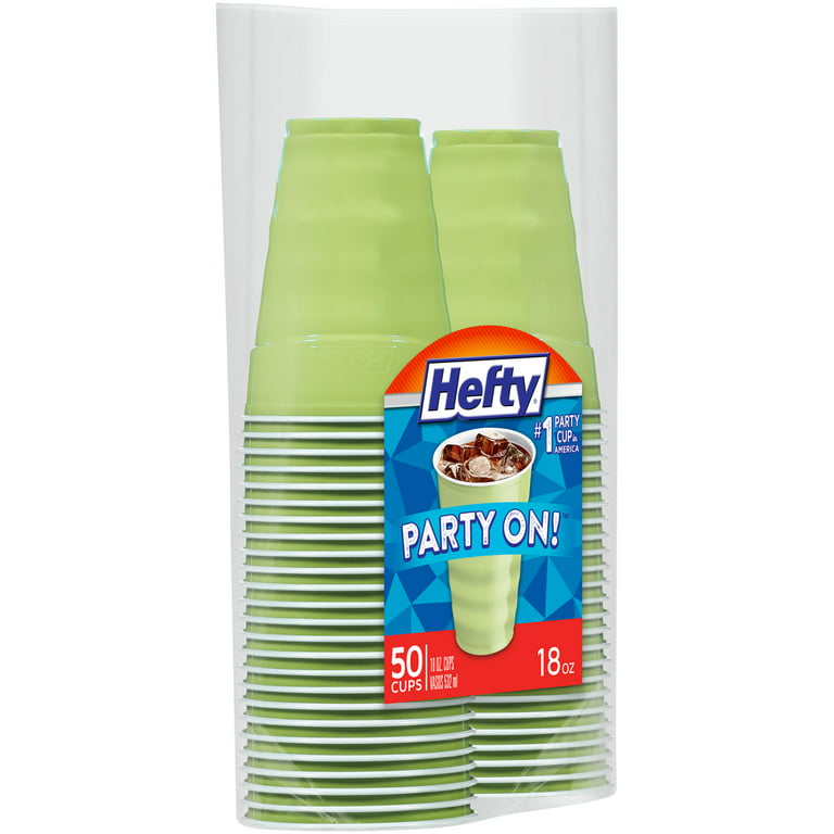 Amcrate Green Colored 12-Ounce Disposable Plastic Party Cups - Ideal for Weddings, Partys, Birthdays, Dinners, Lunchs. (Pack of 50)