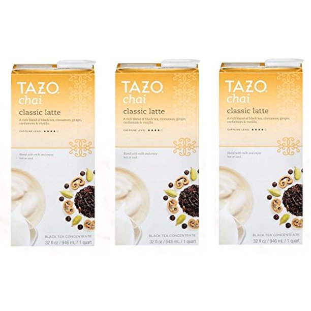 Tazo Chai Tea Latte Concentrate (32 Oz, 1 Quart) Pack Of 3