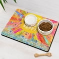 thumbnail image 3 of Boho Retro Floral Pet Feeding Mat-Abstract Art Absorbent Pet Placemat for Food and Water Bowl, with Waterproof Rubber Backing, Quick Dry Water Dispenser Mat for Dog and Cat (16"x24"), 3 of 7