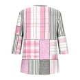 thumbnail image 4 of HOMBOM Pink Women Blouses Crew Neck 3/4 Sleeve Blouse Color Block Front Pleated Casual Shirt, 4 of 5