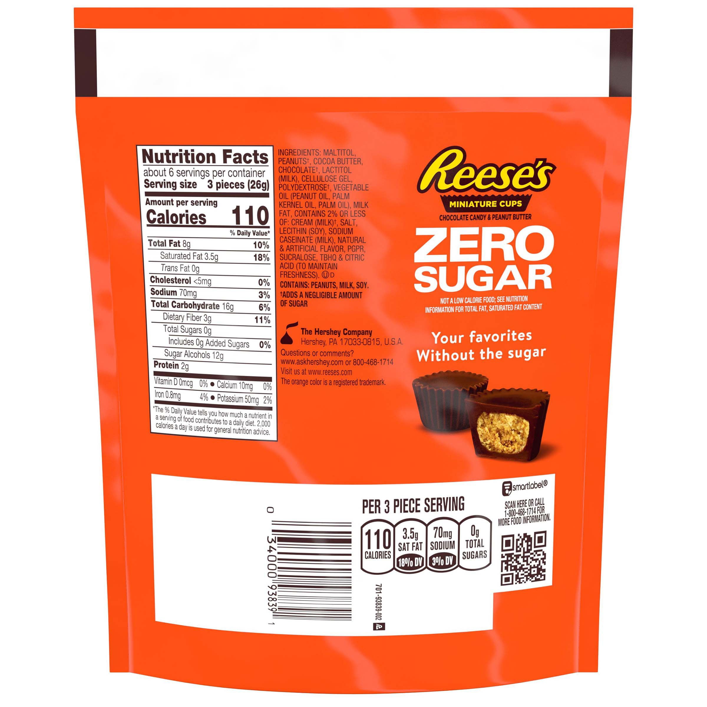 3 Pack of Reese's Zero Sugar Miniature Peanut Butter Cups - 5.1 oz (Packaging Varies)