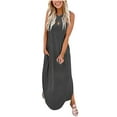 thumbnail image 1 of Robes d'Été avec Poches Décontractées pour Femmes Robe Longue d'Été Sans Manches Fendue Plage Maxi Robes avec Poches Robes d'Été Décontractées pour Femmes, 1 of 7