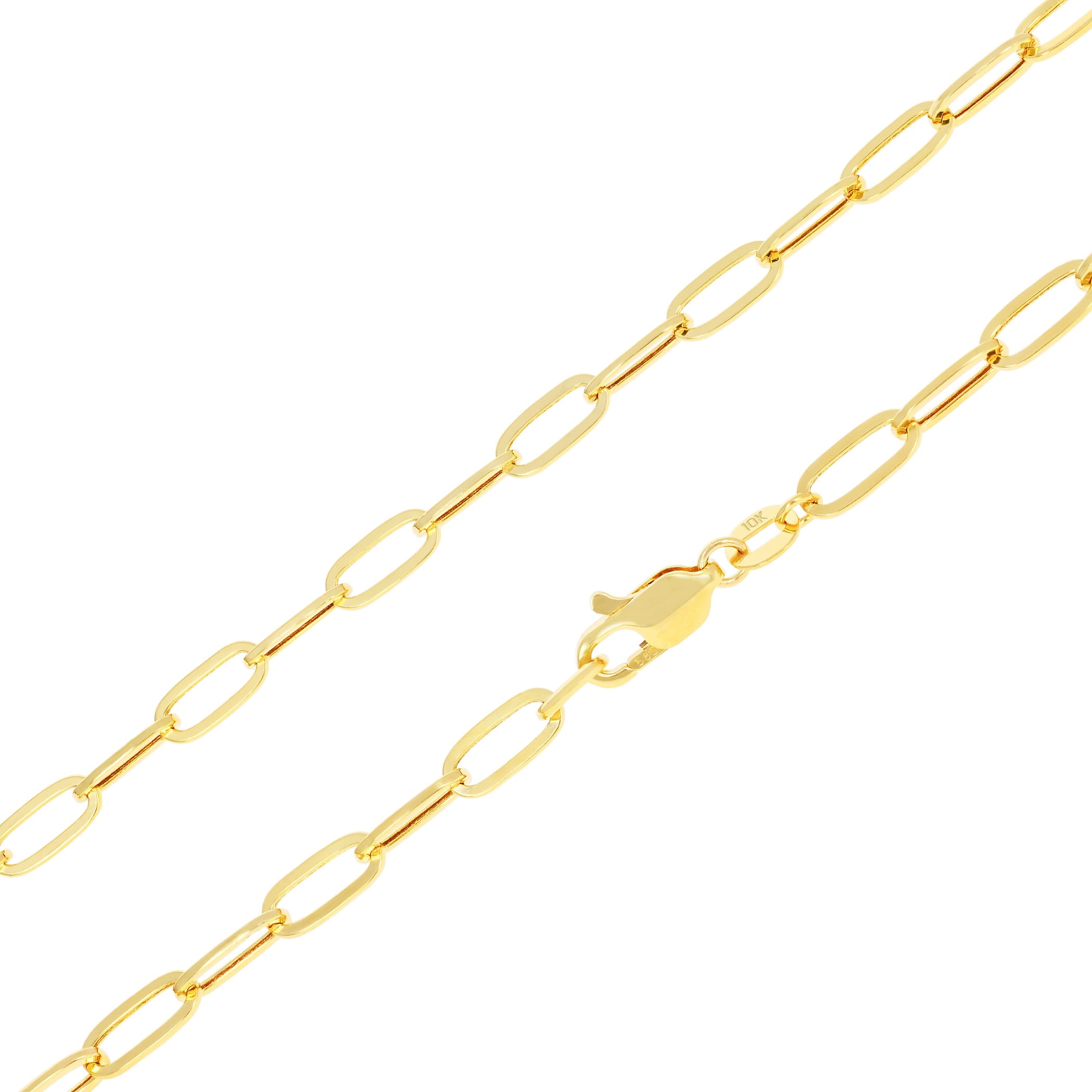 Nuragold 10k Real Yellow Gold Paperclip 4mm Elongated Cable Link Bracelet (7"-8") Italian Jewelry for Men & Women