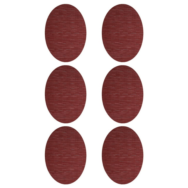 Inteprter Manteles individuales ovalados de plástico, resistentes a las manchas, fácil cuidado, decoración de comedor impermeable, 6 uds. Mostrada vino rojo 45*32.5 cm