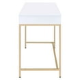 thumbnail image 3 of ACME Ottey Storage Writing Desk in White High Gloss and Gold, 3 of 9