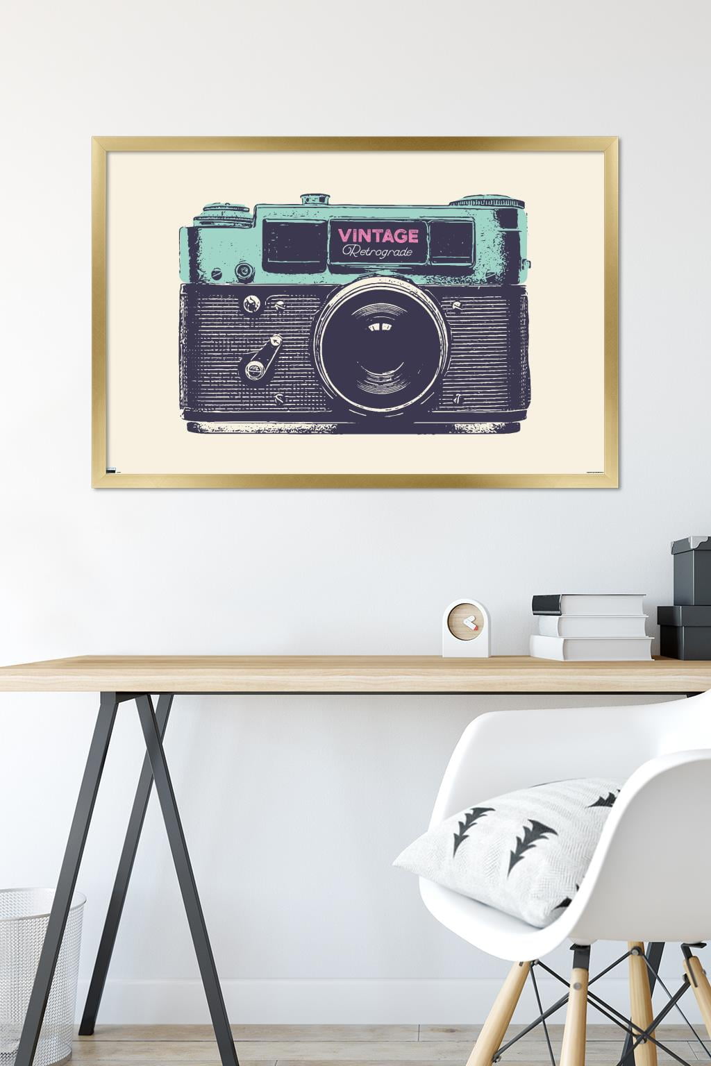 Vintage Camera Wall Poster, 22.375" x 34" Framed