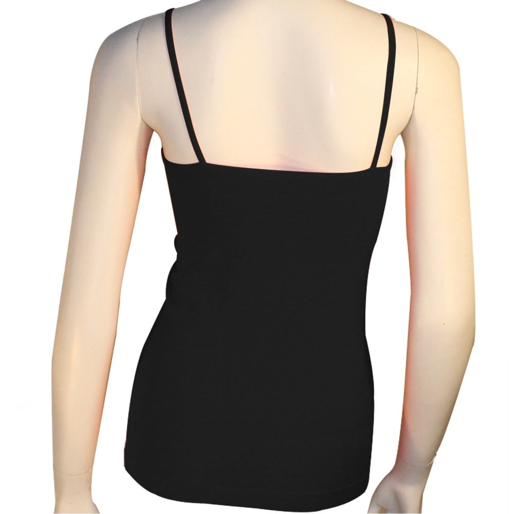Women's Basic Stretch Camisole Tank Top Spaghetti Strap Long Plain Cami  Brown - Walmart.com