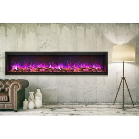 

100 Extra Tall Clean Face Symmetry Elec. Fireplace w/Driftwood Logs