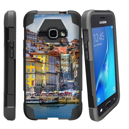 Case for Samsung Galaxy J1 2016 Version | Express 3 Hybrid Case [ Shock Fusion ] Hybrid Layers and Kickstand Case City Travel