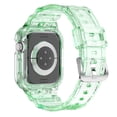 thumbnail image 2 of Clear Watch Band with Bumper Case Compatible for iWatch Series 10 46mm Women Men Girls, Silicone Jelly Transparent Soprts Strap with Clear Frame Cover for Apple Watch Series 10 46mm, Green, 2 of 5