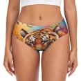 thumbnail image 1 of Fotbe Colorful Plant Tiger Calzones Estampados para Mujer – Ropa Interior de Algodón, Cómoda, Suave y Elástica-3X-Large, 1 of 6