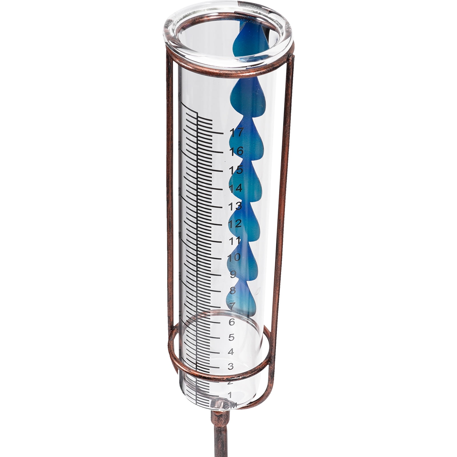 HOMEMAXS Outdoor Rain Gauge with Metal Stake Decorative Rain Gauge Detachable Rain Gauge(7 inches capacity)
