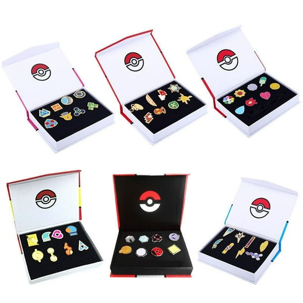 Cosplay Pokemon: Kanto Ligue Gym Badges Ensemble de 8 Broches Métalliques Gen 1 Broche + Boîte