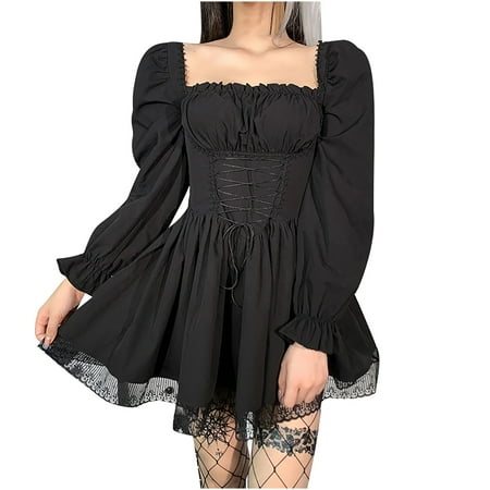 

Summer Savings Clearance 2022! Ladies Fashion Dark Puff Sleeve Corset Princess Dress Lace Dress Ladies Fashion Dark Puff Sleeve Princess Dress Lace Dress
