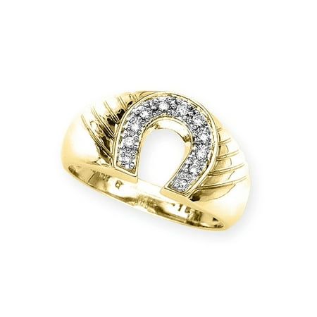 10K Yellow Gold 1/6 ct. Diamond Horse Shoe Men's Ring