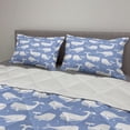 thumbnail image 2 of Whale Comforter & Sham Bedding Set, Themed Monochromatic Silhouette Pattern with Underwater Mammal Print, 3 pcs Duvet Set Microfiber Filling Quilt, 5 Sizes, Ceil Blue and White, by Ambesonne, 2 of 4