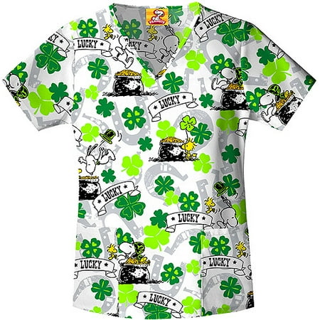 Peanuts Go Lucky Snoopy V-Neck Scrub Top