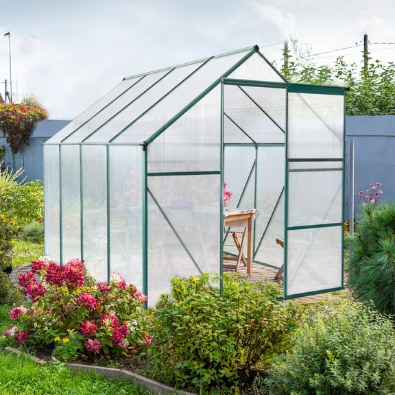 GoDecor Garden 6x8ft Hybrid Polycarbonate Greenhouse for Garden, Outdoor Green