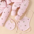 thumbnail image 5 of CAUYDY Preemie Baby Girl Boy Clothes Pants Hat Bib Bellyband Layette Set 7-Pieces Newborn Pajamas Cotton Outfit for Fall Winter Spring Summer All Seasons (Sizes 0-3 Months,Pink), 5 of 7